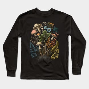 Cottagecore Aesthetic Mushrooms And Plants Women Long Sleeve T-Shirt